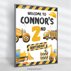 Construction Birthday Welcome Sign: Dump Truck Theme (Editable, Instant Download)