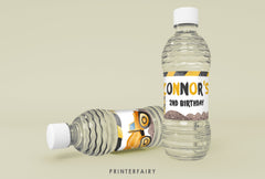 Construction Birthday Water Bottle Labels: Editable Truck Theme (Digital Download)