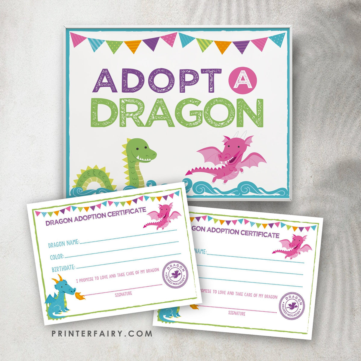 Adopt a Dragon Birthday Party Game, Dragon Adoption Center (Digital)
