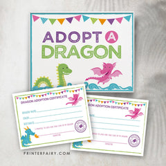 Adopt a Dragon Birthday Party Game, Dragon Adoption Center (Digital)