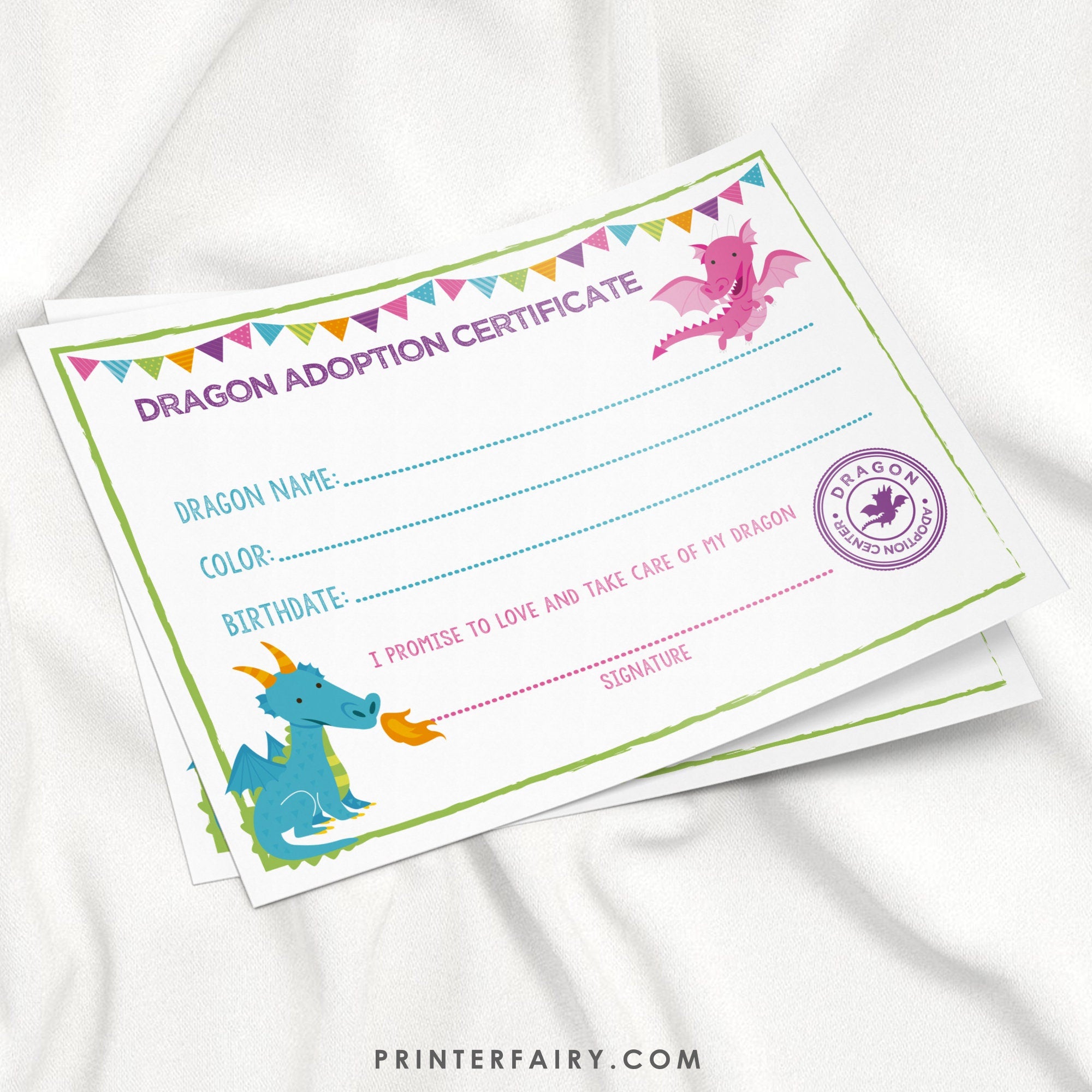 Adopt a Dragon Birthday Party Game, Dragon Adoption Center (Digital)