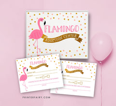 Flamingo Adoption Party Printables, Luau Birthday Games, Adoption Certificate (Instant Download)