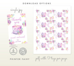 Candle Gift Tag, Floral Editable Label Template, Instant Download