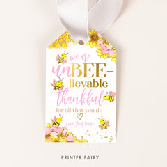 Bee Thankful Gift Tags, Editable Appreciation Printable (Instant Download)