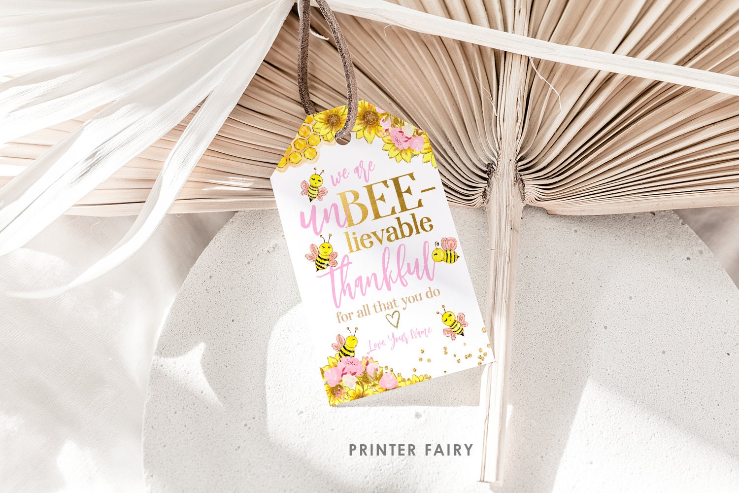 Bee Thankful Gift Tags, Editable Appreciation Printable (Instant Download)