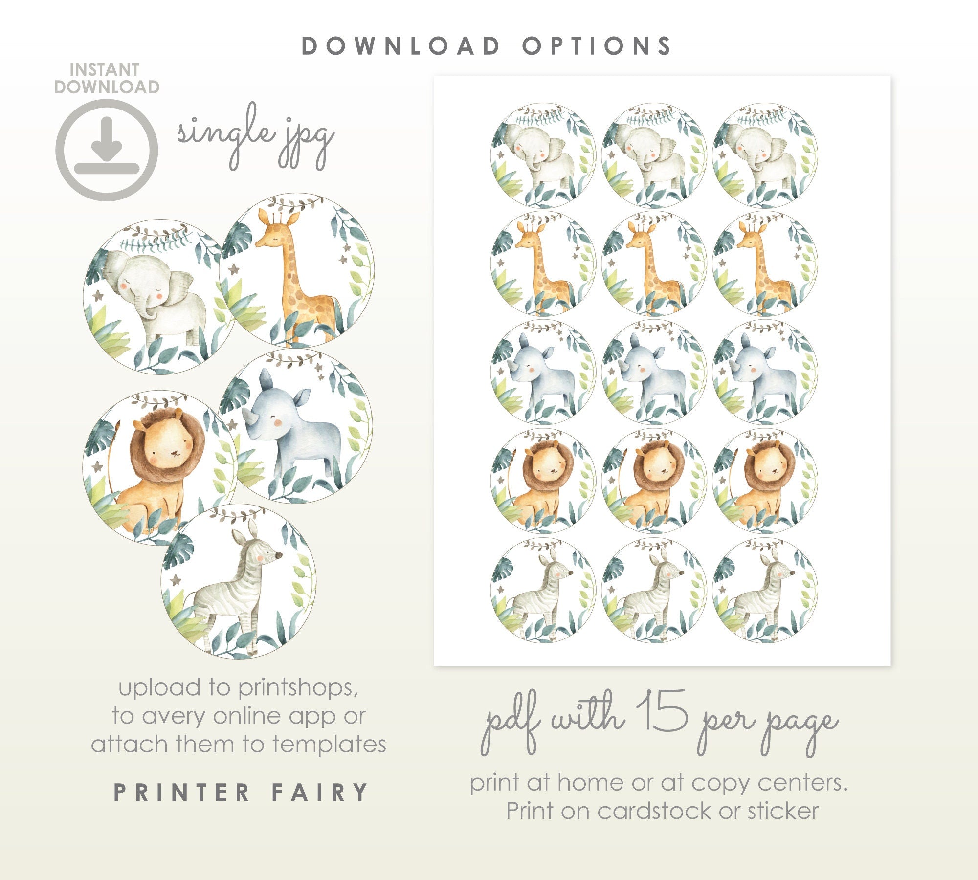 Wild One Safari Birthday Bundle, Party Decorations (Instant Download)