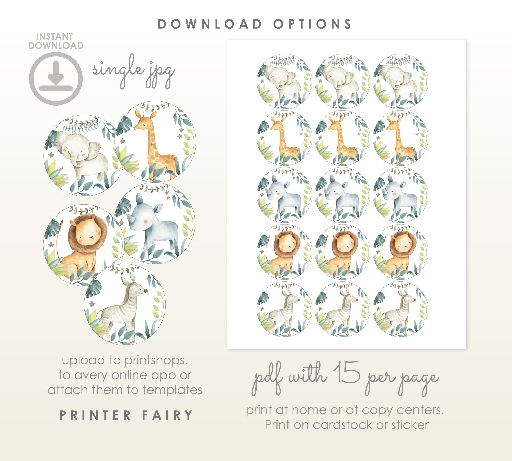 Wild One Safari Birthday Bundle, Party Decorations (Instant Download)