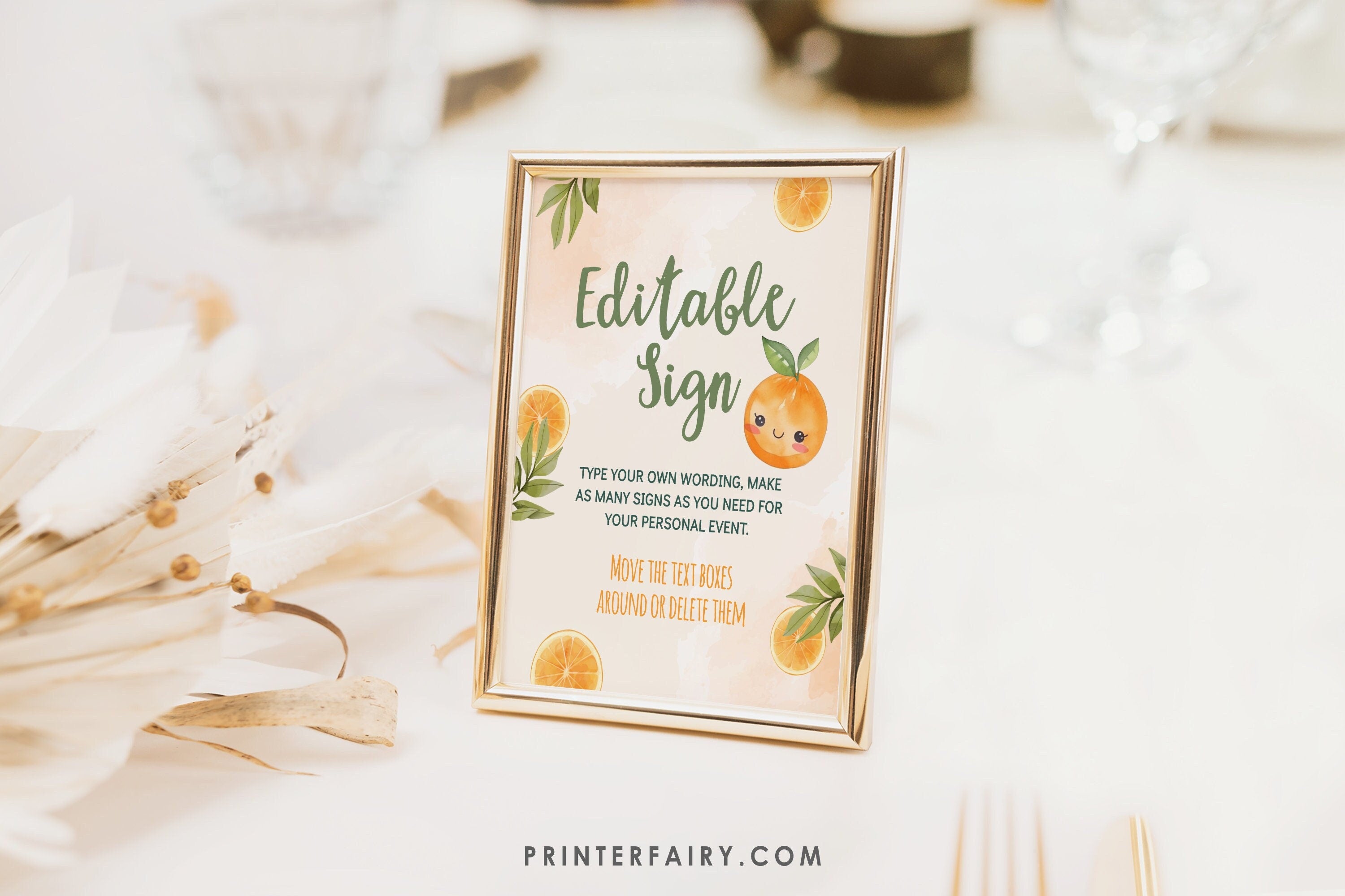 Orange Baby Shower Welcome Sign, Editable Citrus Theme (Digital Download)