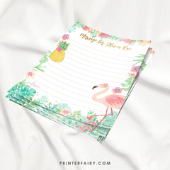 Flamingo Birthday Time Capsule Sign and Cards, Tropical Party (EDITABLE Digital Download)