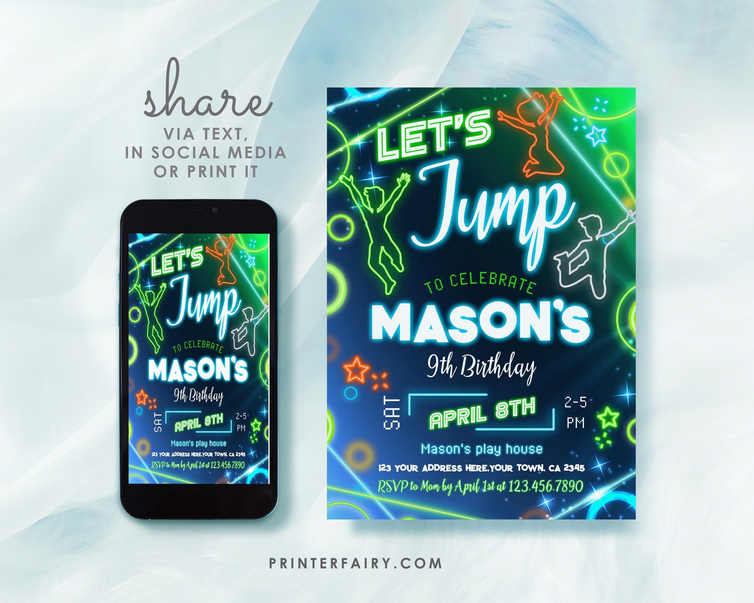 Jump and Bounce House Birthday Invitation – Editable Party Invite (Digital)