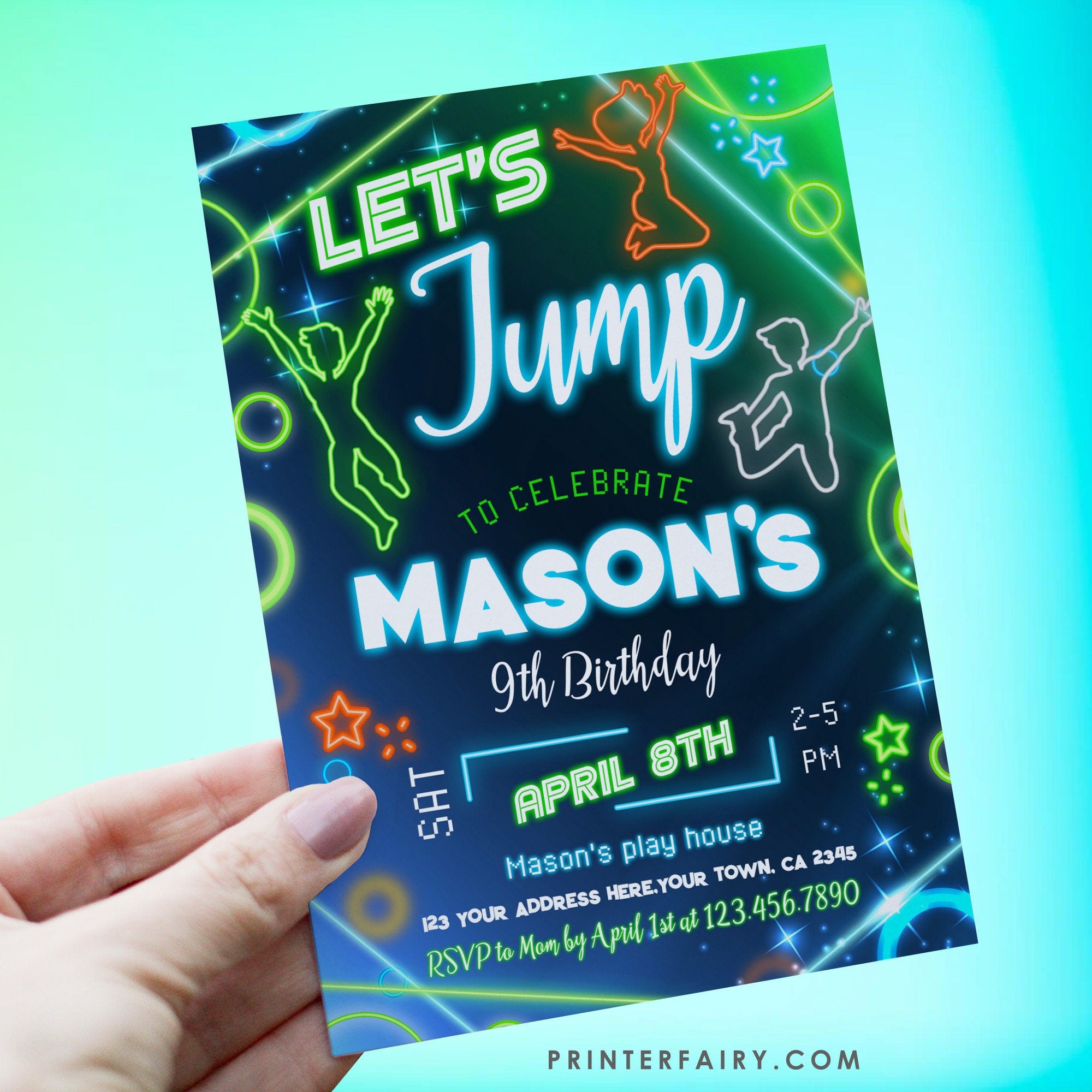 Jump and Bounce House Birthday Invitation – Editable Party Invite (Digital)