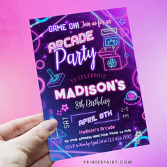 Arcade Birthday Invitation: Editable Gaming Party Invite (Digital Download)