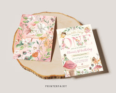 Fairy 1st Birthday Invitation: Floral Autumn Garden (Editable Corjl Template)