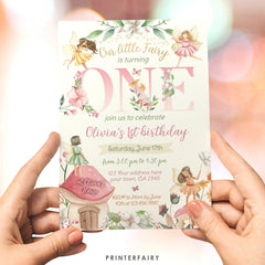 Fairy 1st Birthday Invitation: Floral Autumn Garden (Editable Corjl Template)