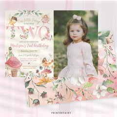 Editable Fairy 2nd Birthday Invitation: Floral Garden Party (Corjl Template)