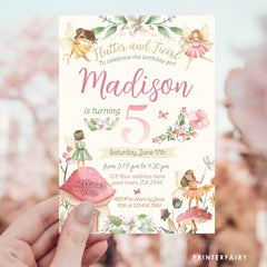 Editable Fairy Birthday Invitation: Floral Fall Party (Instant Download)