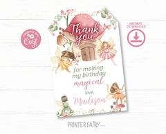 Editable Fairy Birthday Party Kit, Invitation, Thank You Notes (Instant Download)