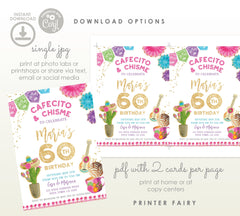 Cafecito y Chisme Fiesta Birthday Invitation, Editable Template (Digital Download)