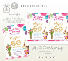 Cafecito y Chisme Fiesta Birthday Invitation, Editable Template (Digital Download)