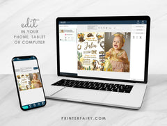 Cowgirl First Birthday Photo Invitation: Wild West, Editable (Digital Download)