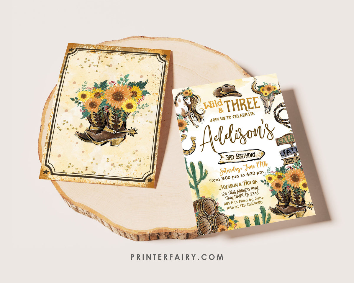 Wild West Birthday Invitation: Cowgirl, Horse, Editable Corjl (Digital)