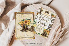 Rustic Cowgirl Birthday Invitation: Wild West Rodeo Party (Instant Edit)