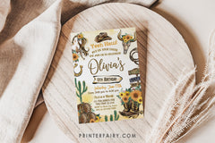 Rustic Cowgirl Birthday Invitation: Wild West Rodeo Party (Instant Edit)
