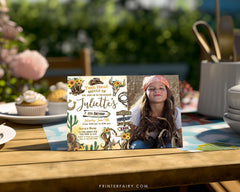Cowgirl Birthday Invitation with Photo, Wild West Rodeo (Editable in Corjl)