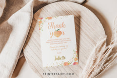 Peach Floral Thank You Cards, Editable Template (Instant Download)