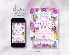Fairy 2nd Birthday Invitation, Editable Fairies Theme (Digital Download)