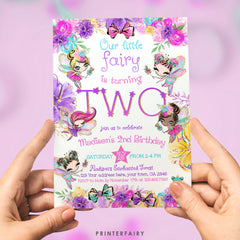 Fairy 2nd Birthday Invitation, Editable Fairies Theme (Digital Download)