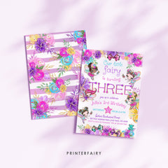 Fairy 3rd Birthday Invitation, Editable Girl Invite (Digital Download)