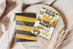 Construction 1st Birthday Invitation, Dump Truck, Editable Template (Digital Download)