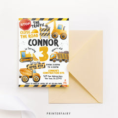 Construction Truck Birthday Invitation: Editable Corjl Template (Instant Download)