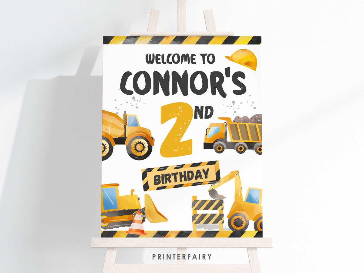 Construction Birthday Welcome Sign: Dump Truck Theme (Editable, Instant Download)