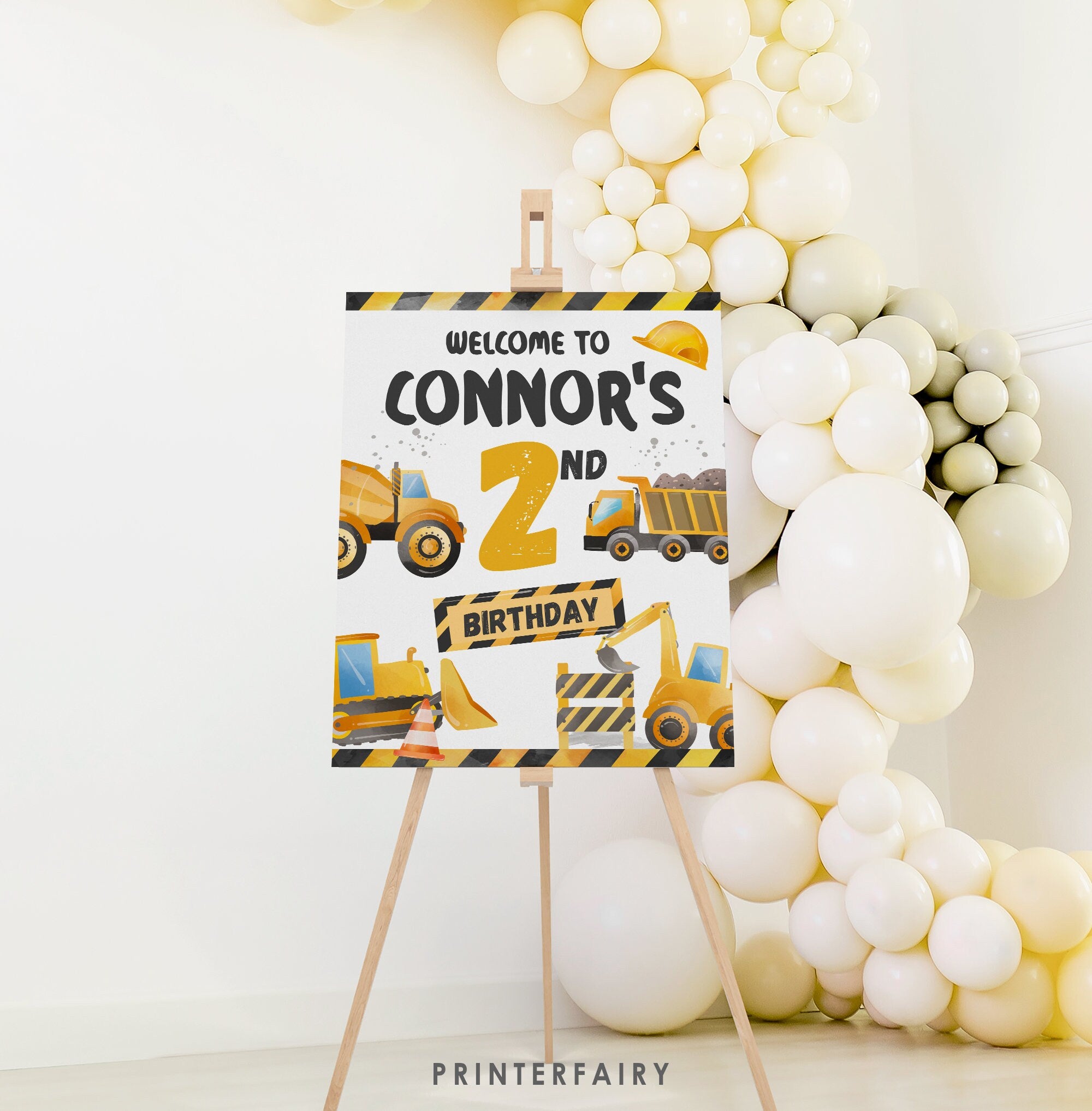 Construction Birthday Welcome Sign: Dump Truck Theme (Editable, Instant Download)