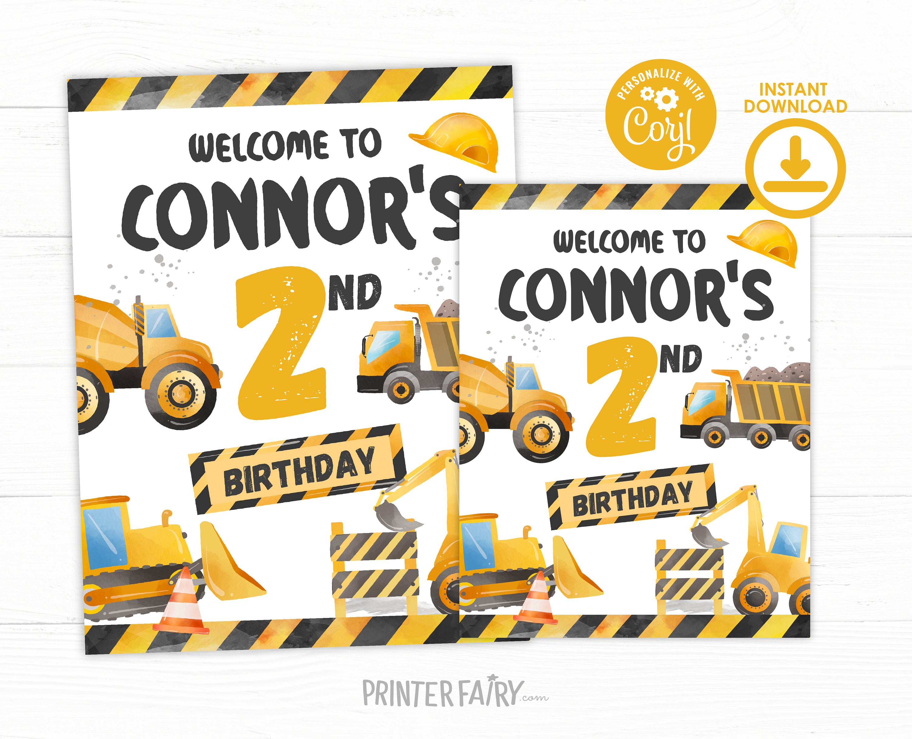 Construction Birthday Welcome Sign: Dump Truck Theme (Editable, Instant Download)