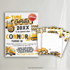 Construction Birthday Time Capsule: Dump Truck Party Decoration (Instant Download)