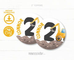 Construction Cupcake Toppers: Truck Birthday Party Decor (Editable, Instant Download)