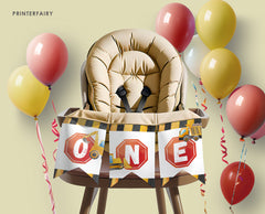 Construction First Birthday Banner: Editable Truck Party Garland (Digital Download)