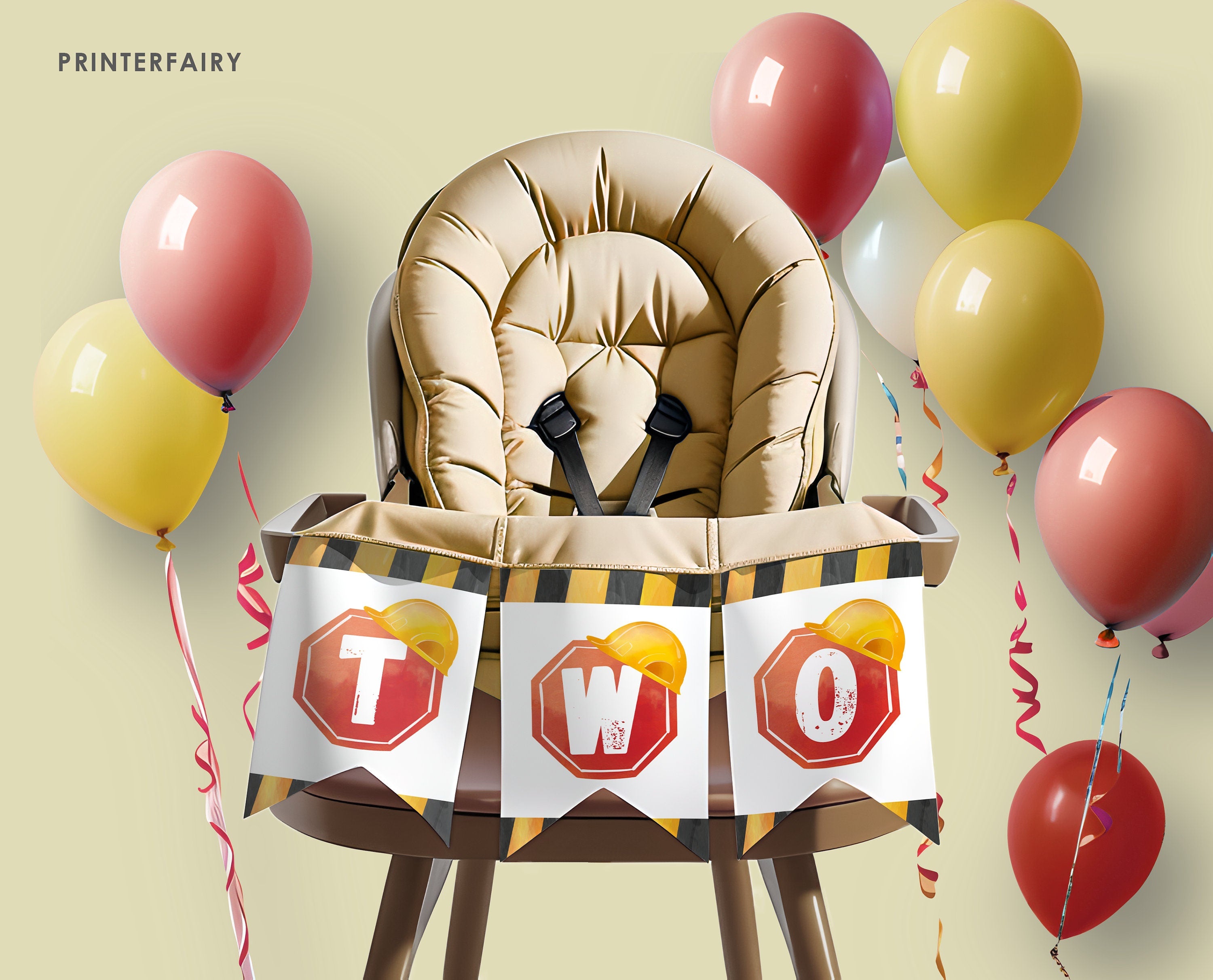 Construction 2nd Birthday Banner: Truck Party Decor (Digital Download)