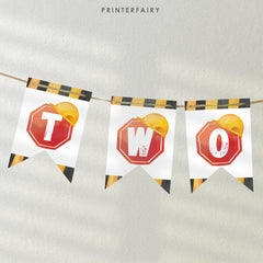 Construction 2nd Birthday Banner: Truck Party Decor (Digital Download)