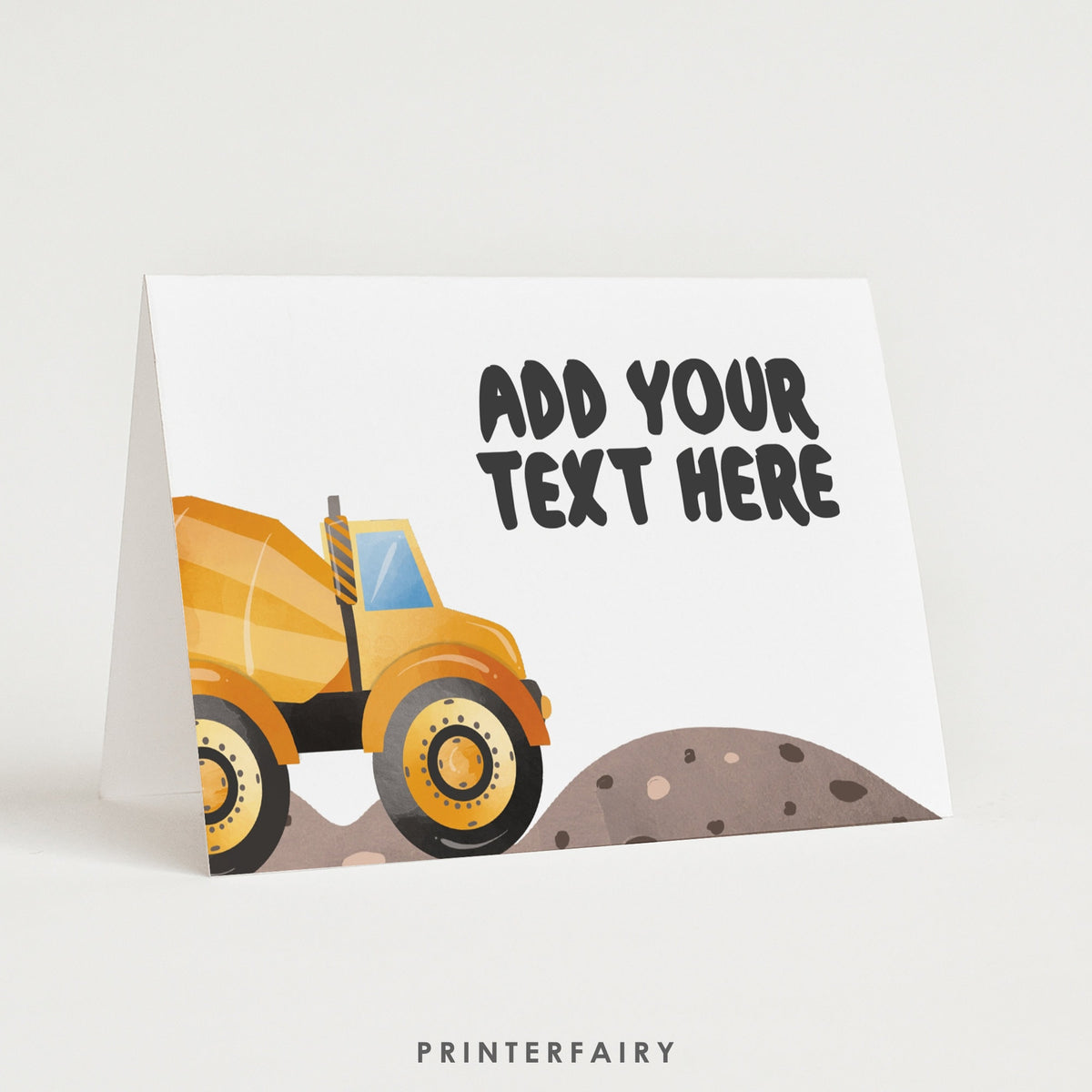 Construction Truck Birthday Food Tents: Editable Place Cards (Digital Download)