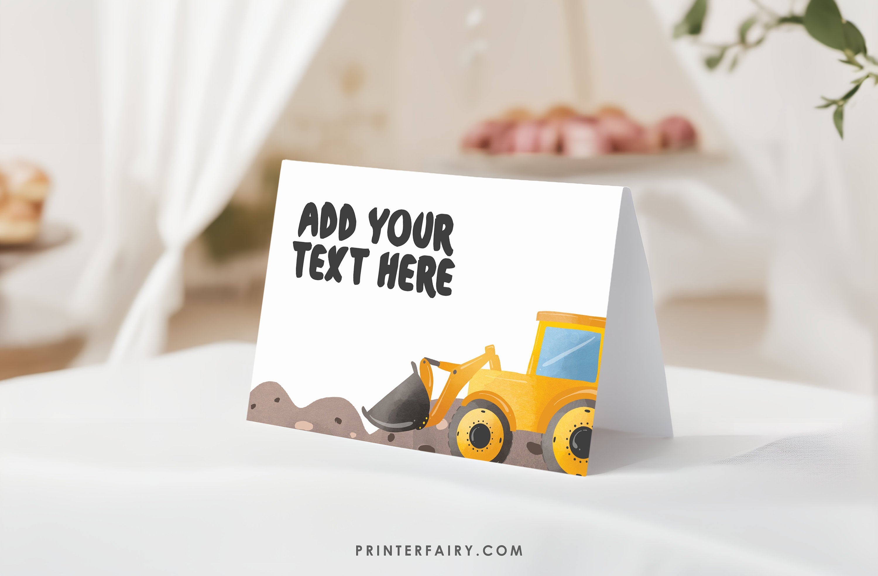 Construction Truck Birthday Food Tents: Editable Place Cards (Digital Download)