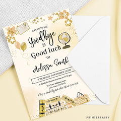 Send Off Invitation: "Good Bye and Good Luck" Retirement Party Invite, Editable in Corjl