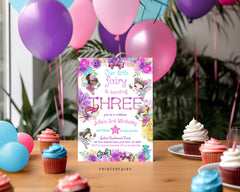 Fairy 3rd Birthday Invitation, Editable Girl Invite (Digital Download)