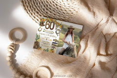 Rustic Cowgirl 60th Birthday Invitation with Photo (Digital Download)