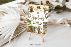 Rustic Cowgirl Welcome Sign, Wild West Birthday (Editable, Instant Download)