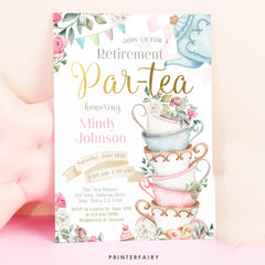 Alice in Wonderland Retirement Party Invitation, Farewell Tea Time (Editable in Corjl)