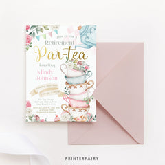 Alice in Wonderland Retirement Party Invitation, Farewell Tea Time (Editable in Corjl)